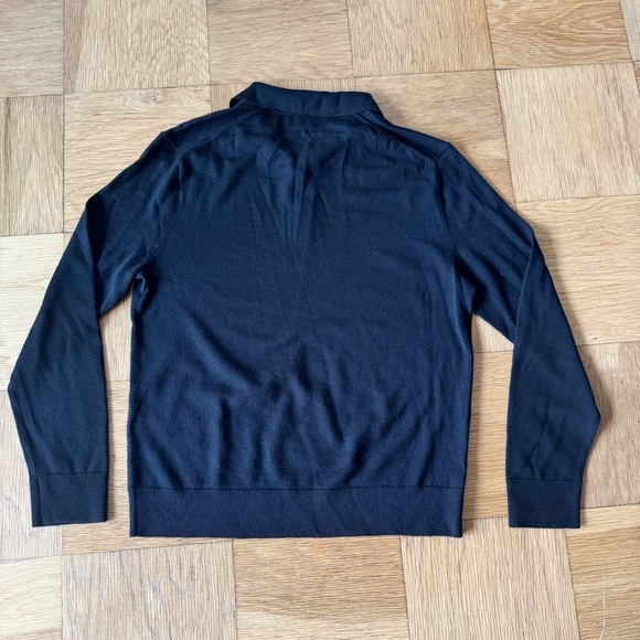 Banana Republic Mens Medium Black Merino Wool Sweater Long Sleeve Collared - Picture 2 of 5